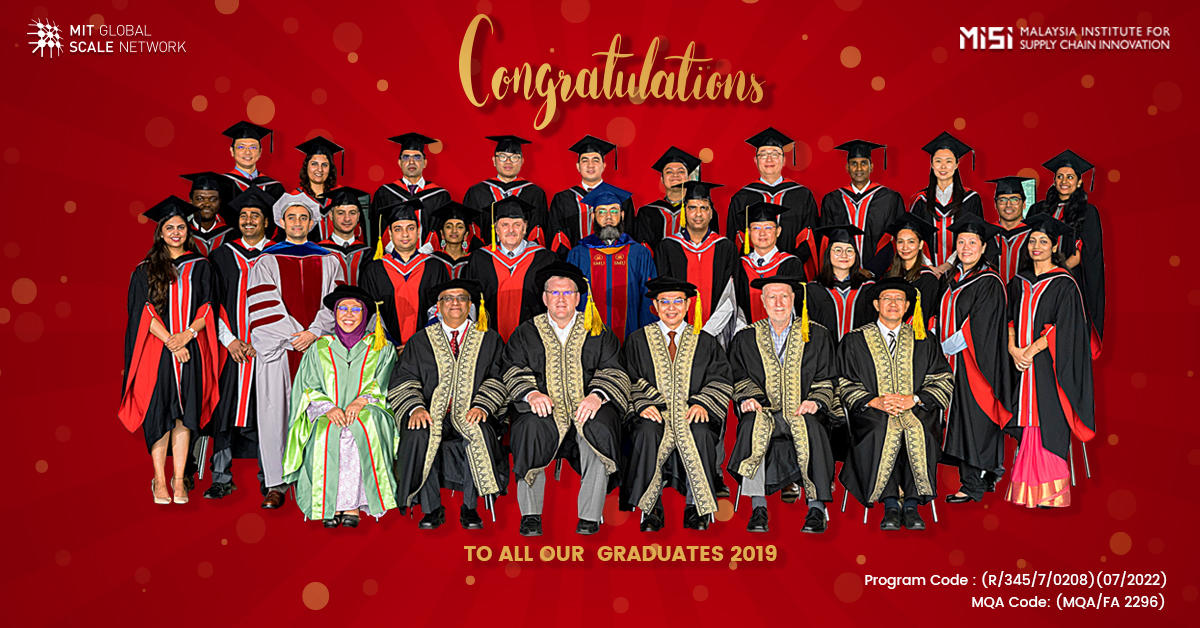 Supply chain management graduates and faculty with Yossi Sheffi at MISI's 2019 commencement convocation